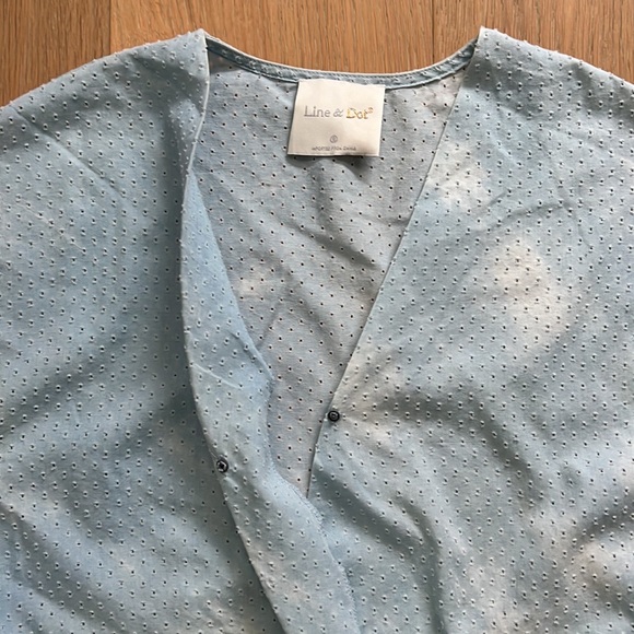 LINE & DOT Light Blue Tie-Dye Punched Holes Romper - Small - Picture 10 of 13
